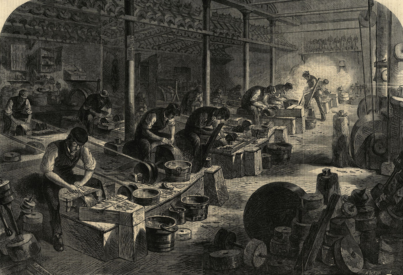 Sheffield steel manufacturing: The Hull, or workshop, of the razor-grinder 1866